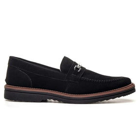 Sapato Loafer Mocassim Couro Nobock Camurça Aveludado Sport Fino com Fivela